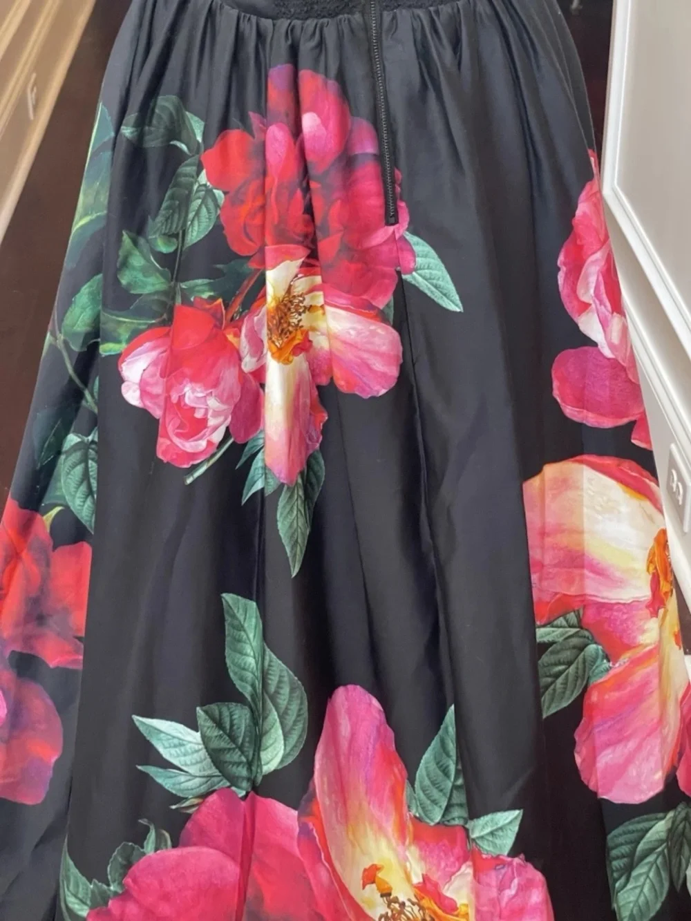 Alice +Olivia Tarrie Floral Ball  gown Maxi dress Empress Bloom Black NWT 6